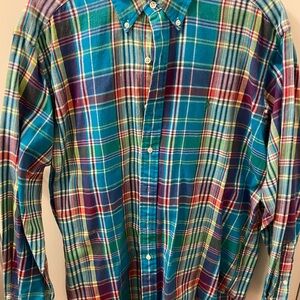 Ralph Lauren Vibrant Plaid Button Down Shirt Sz L